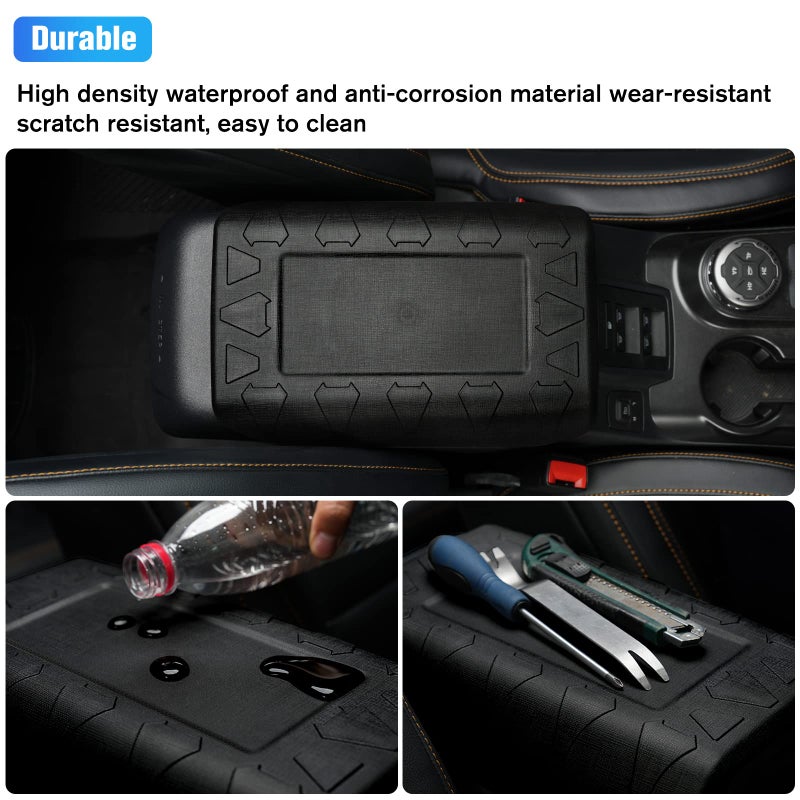 LitMiRaCle Center Console Armrest Cover Applicable to Ford Bronco 2021 2022 2023 2/4 Doors, Waterproof Car Interior Accessories Arm Rest Pad Cover Protector, Black - Image 5